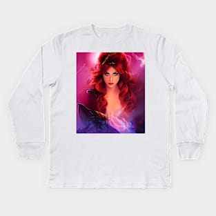 Beautiful Woman in Magical Color Spwirl Kids Long Sleeve T-Shirt